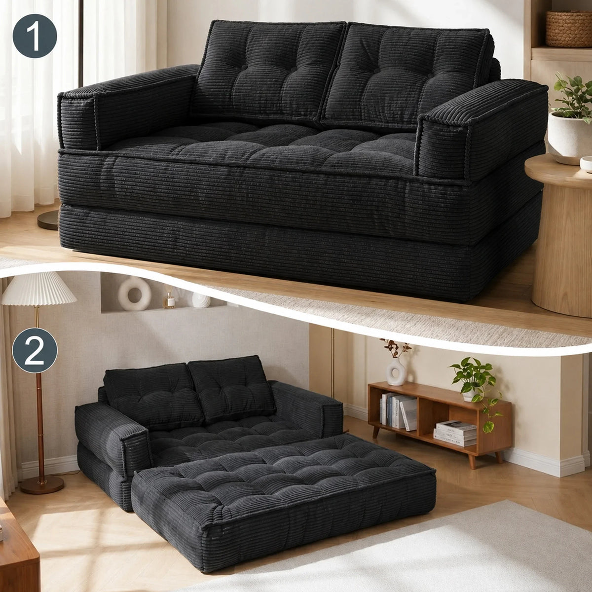 51" 2-Seater Modular Corduroy Sofa with Chaise