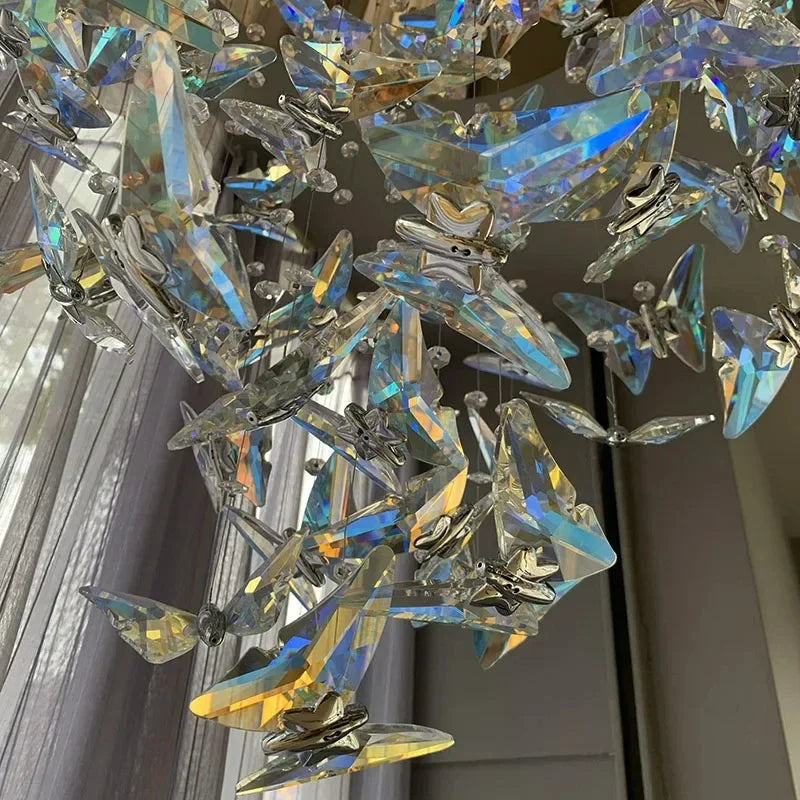 Crystal Multi-Head Long Chandelier