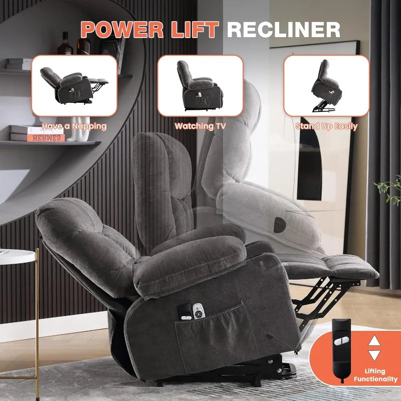 Power Lift Recliner Chair, Vibration Massage, Heating