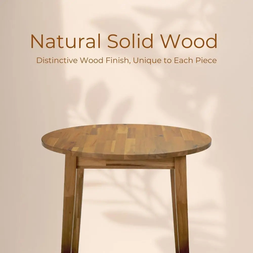Acacia Wood Round Dining Table 31, Perfect for Dining, Kitchen, Living Spaces - Modern, Scandinavian Style