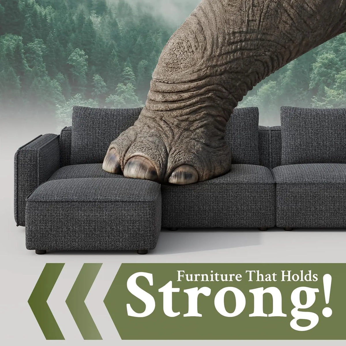 103" Sectional Couch, Modular Sofa, Wood Frame, Deep Seat L Shaped