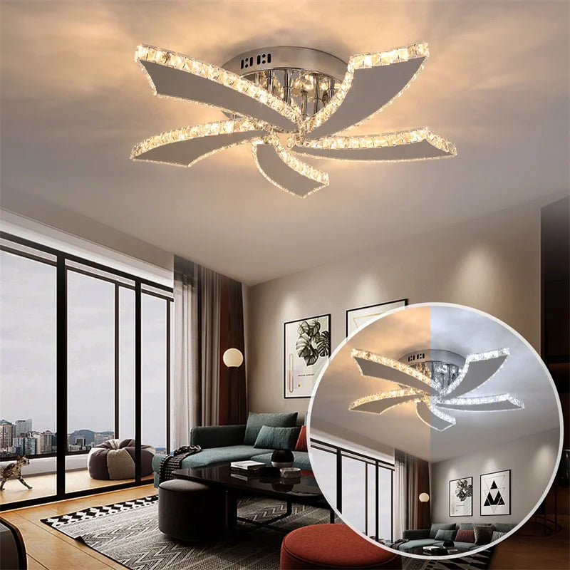 Modern Chandelier Ceiling Fan With Led Lamp
