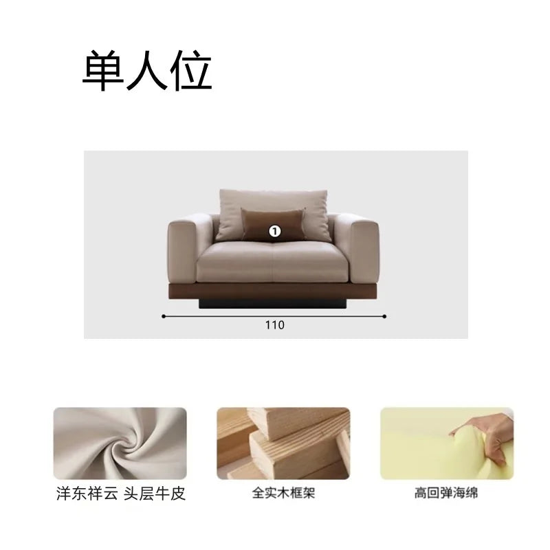 Connelly Leather Italian Minimalist Sofa