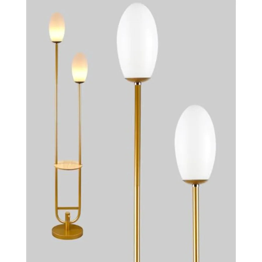 63Inch Floor Lamp Dimmable Gold Floor Lamp with 5Lbs Heavy Base for Living Room 2-Light Mid Century Modern Tall Standing Lamp w