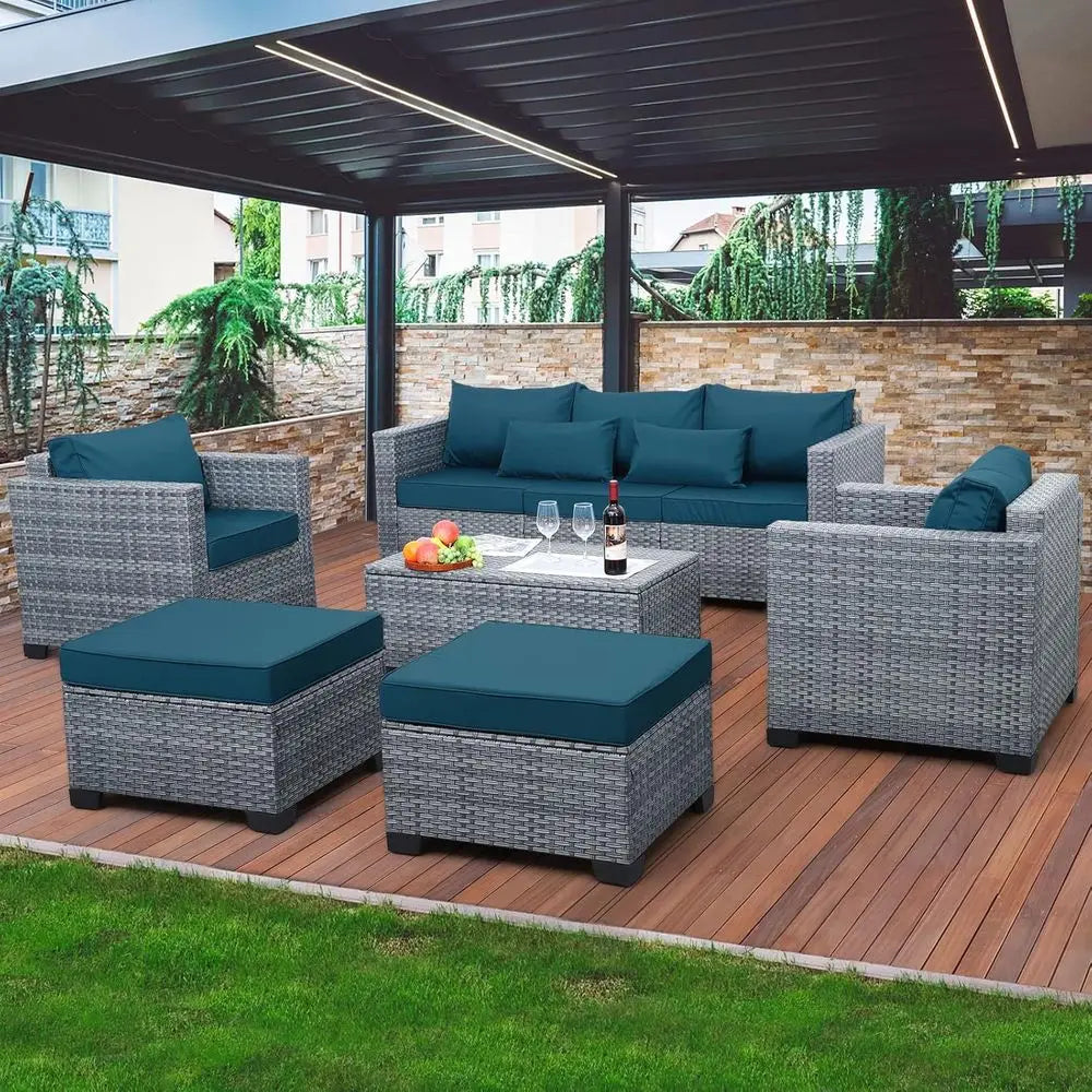6 Pieces Wicker Patio Furniture Set
