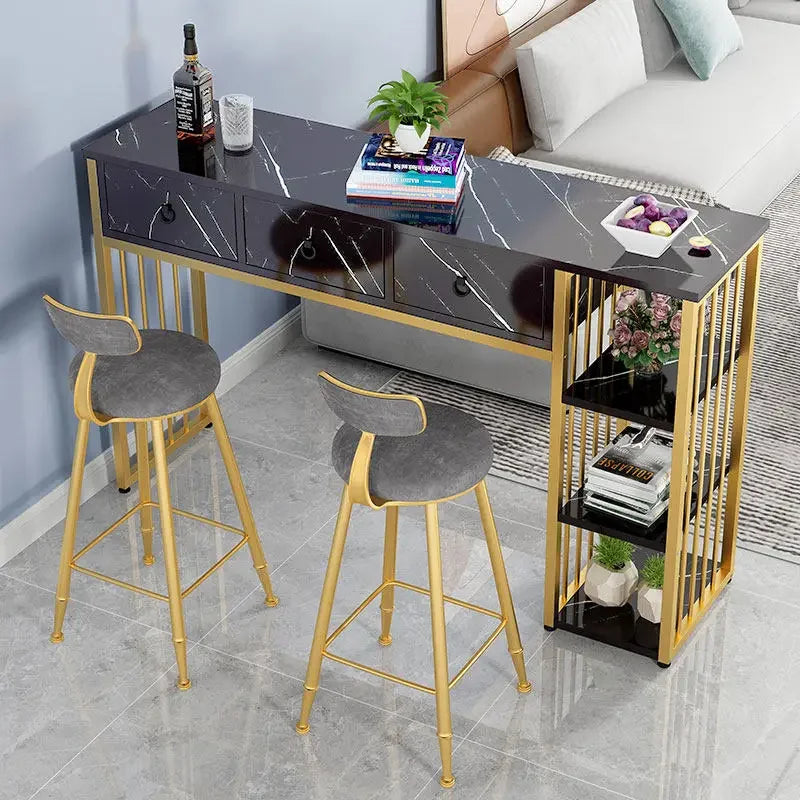 Wall-mounted Counter Height Bar Tables with Drawers