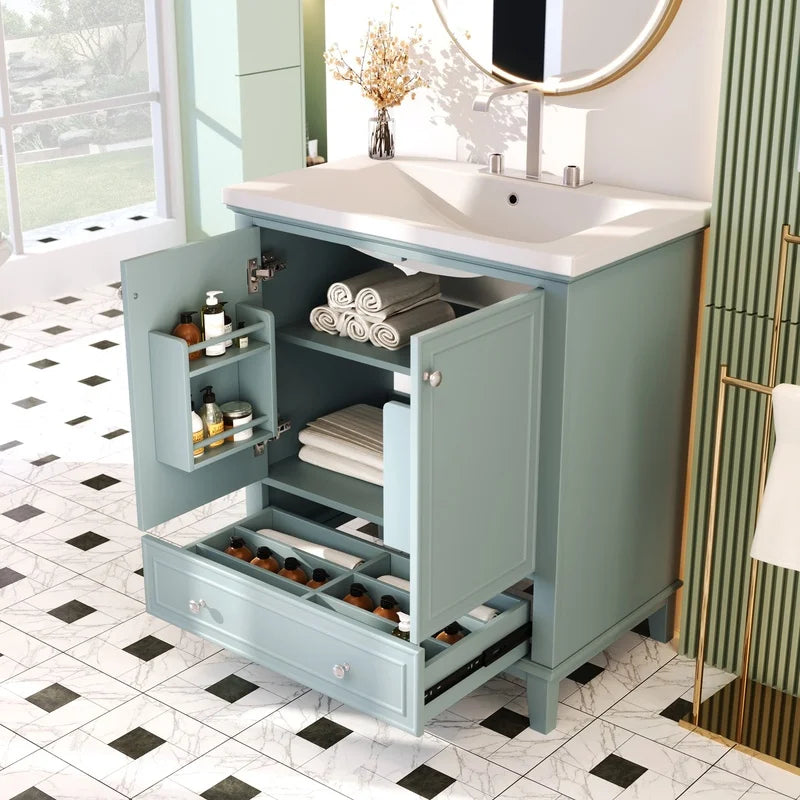 30" Green Bathroom Vanity with Sink