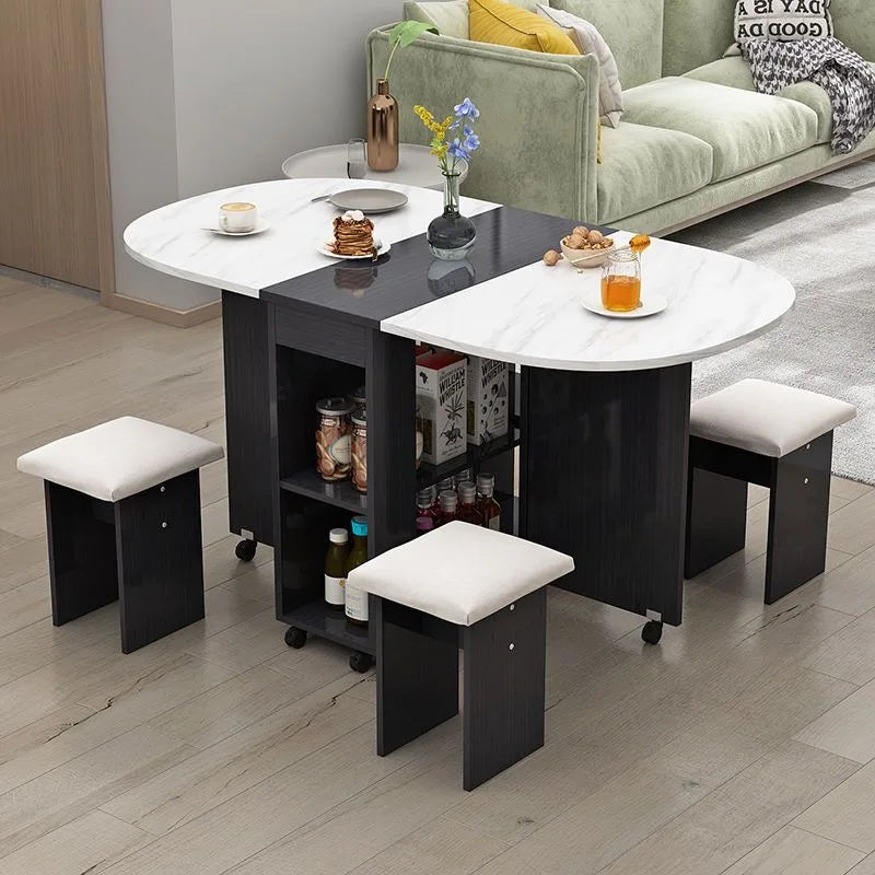 Folding Dining Table Set 4 Chairs Italian Nordic Luxury Dining Table Decorate Simple Mesas Y Sillas De Comedor Kitchen Furniture