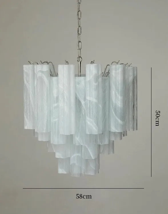 Art Deco Stained Glass Tube Chandeliers