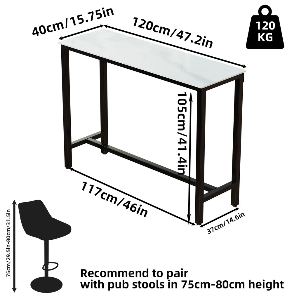 Sintered Stone White Counter Height Bar Table