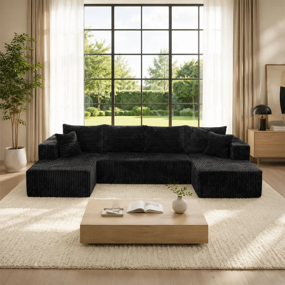 Modular U-Shaped Sectional Sofa with Double Chaise Lounges