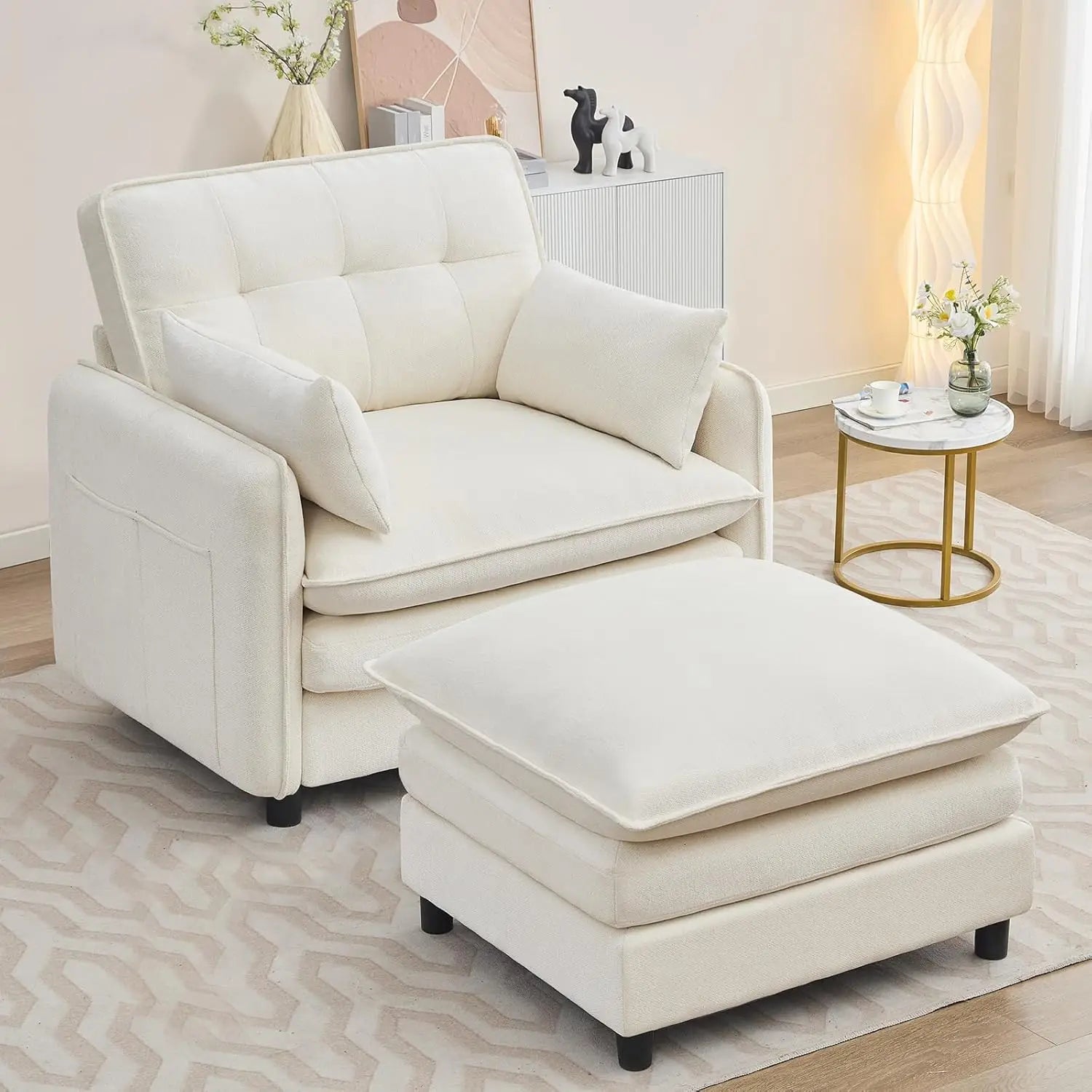 Oversized Accent Chair with Ottoman,