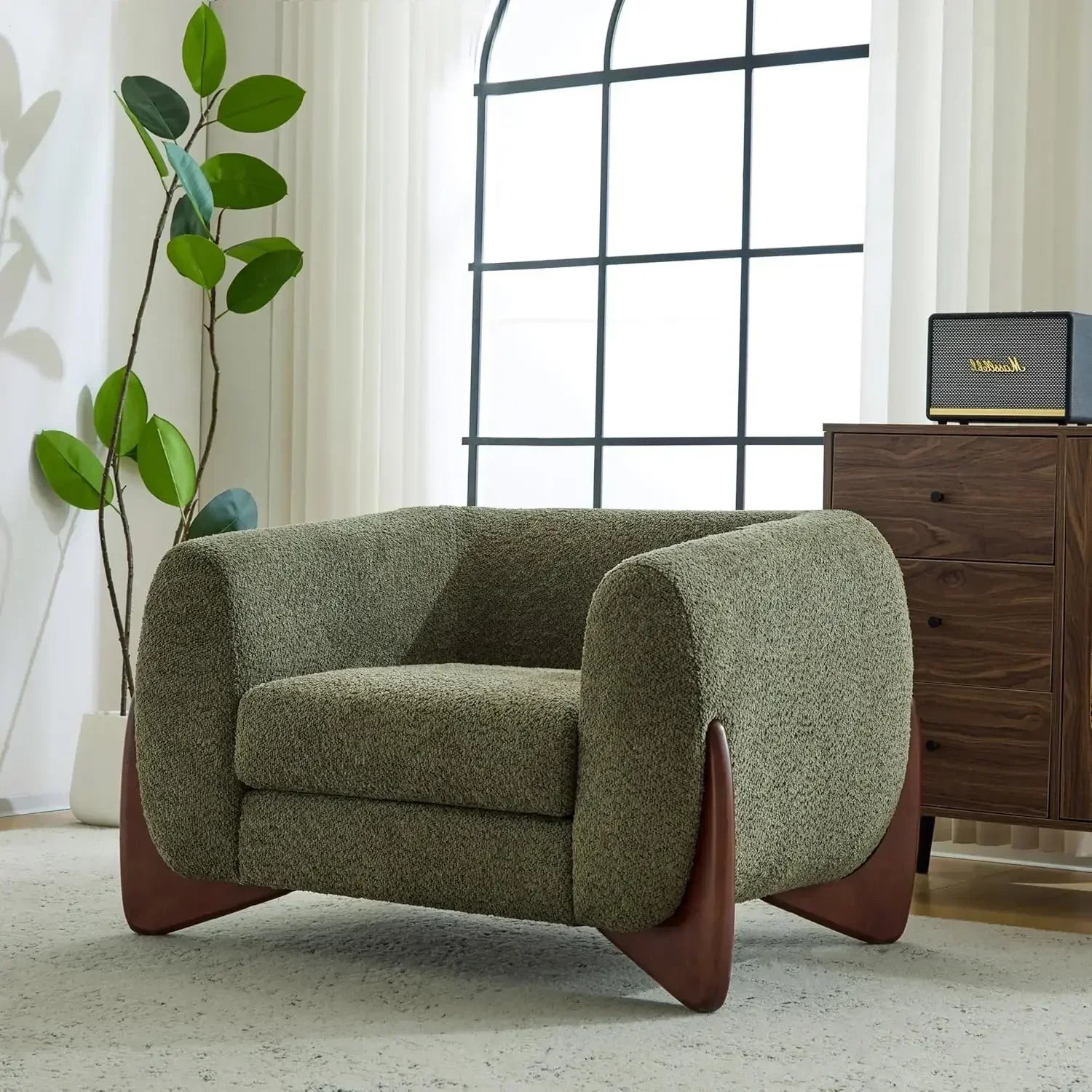 Boucle Fabric Upholstered Club Chair