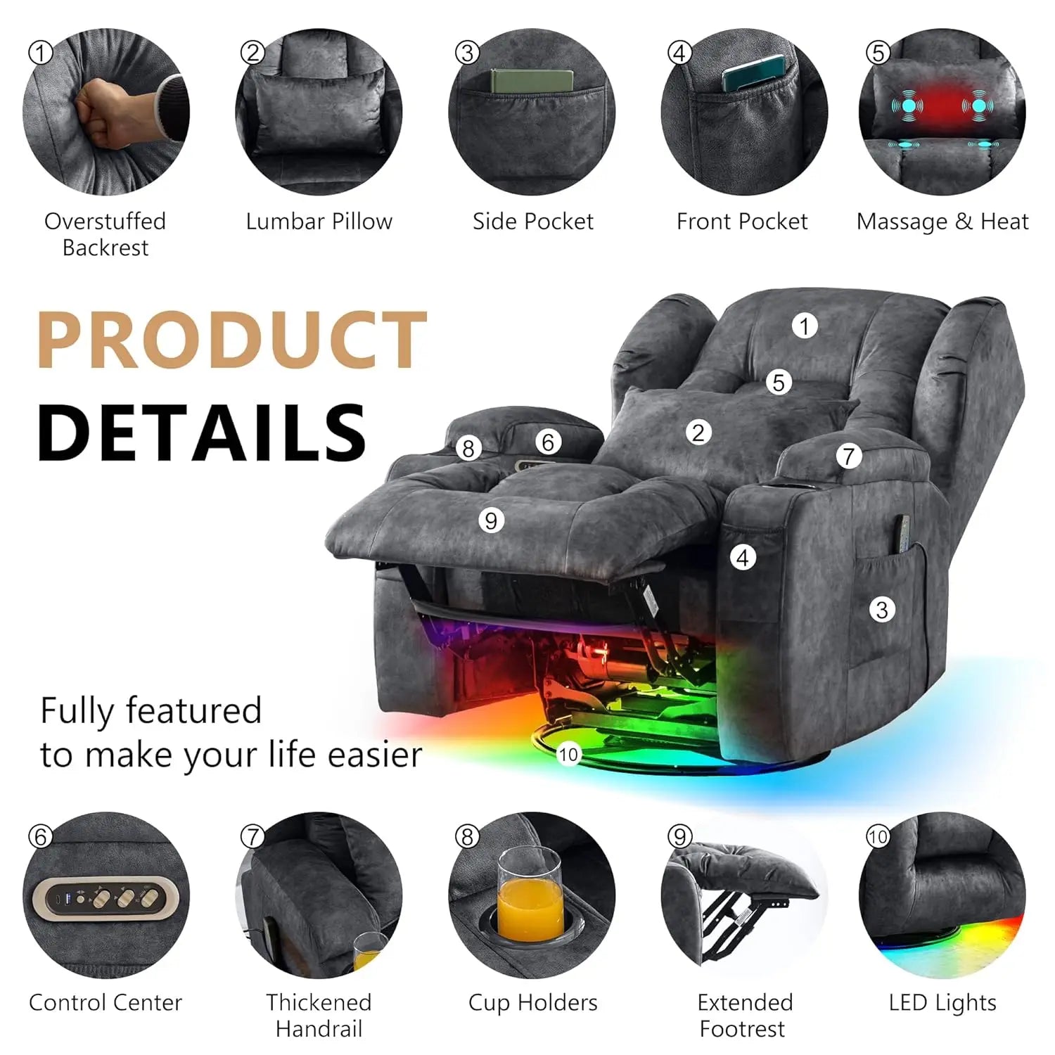 Swivel Rocker Recliner Chair