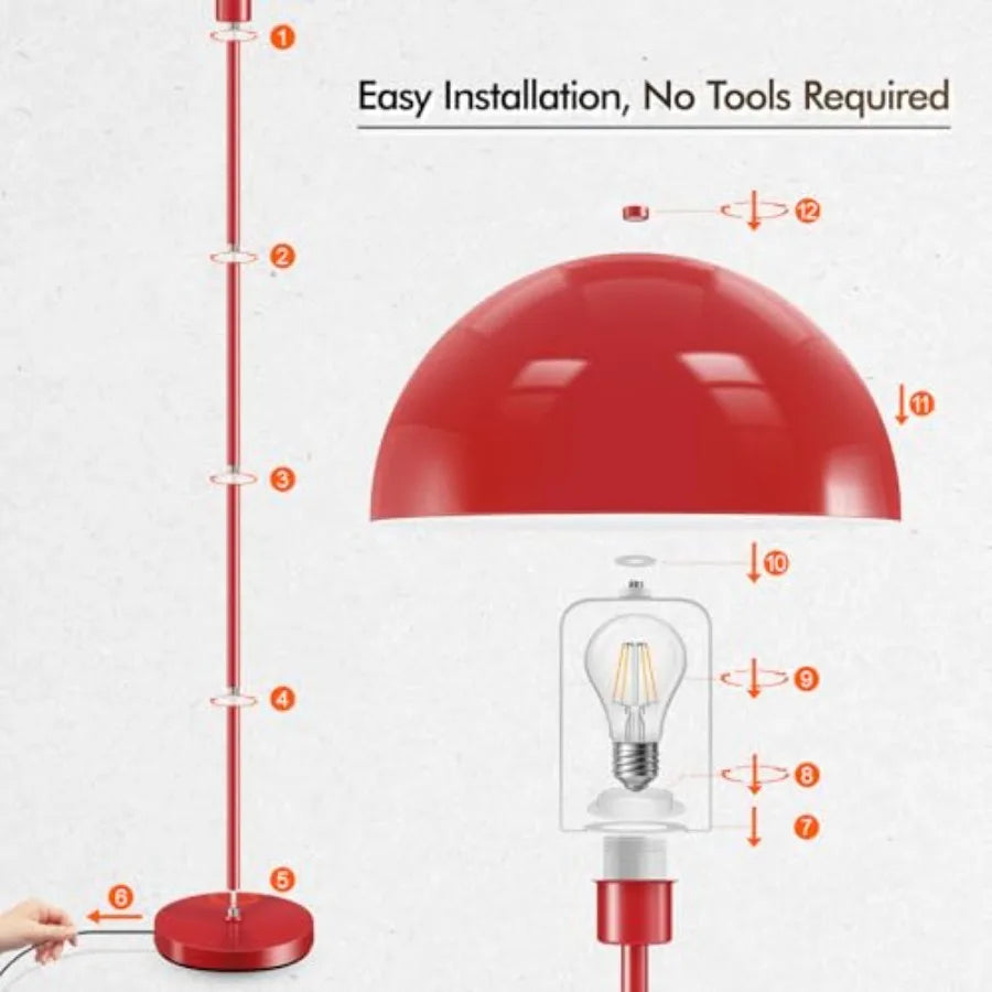 Floor Lamp, Retro Mushroom Dome Shade,