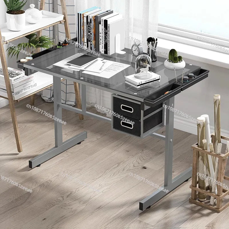 Glass Drawing Table Artist's Desk for Painting, Calligraphy, and Designer Workstation