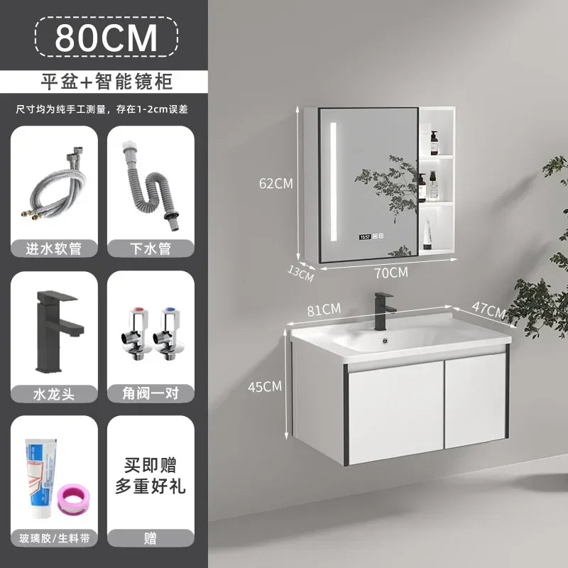 Modern Floating Bathroom Vanity with Sink, 3 Soft-Close Drawers