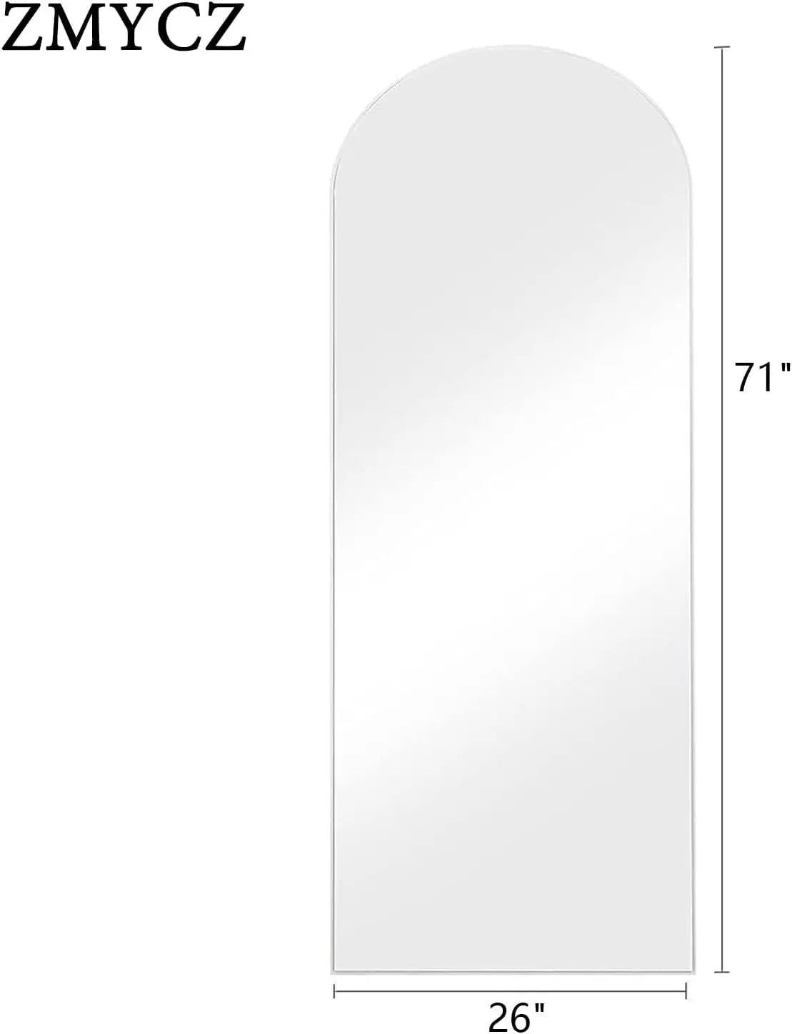 Mirror Full Length, 71"x26" Arched Full Length Mirror, Arch Mirror with Stand, Large Standing Mirrors, Oversized Full Body Mirrors with Aluminum Frame for Bedroom, Living Room (White)