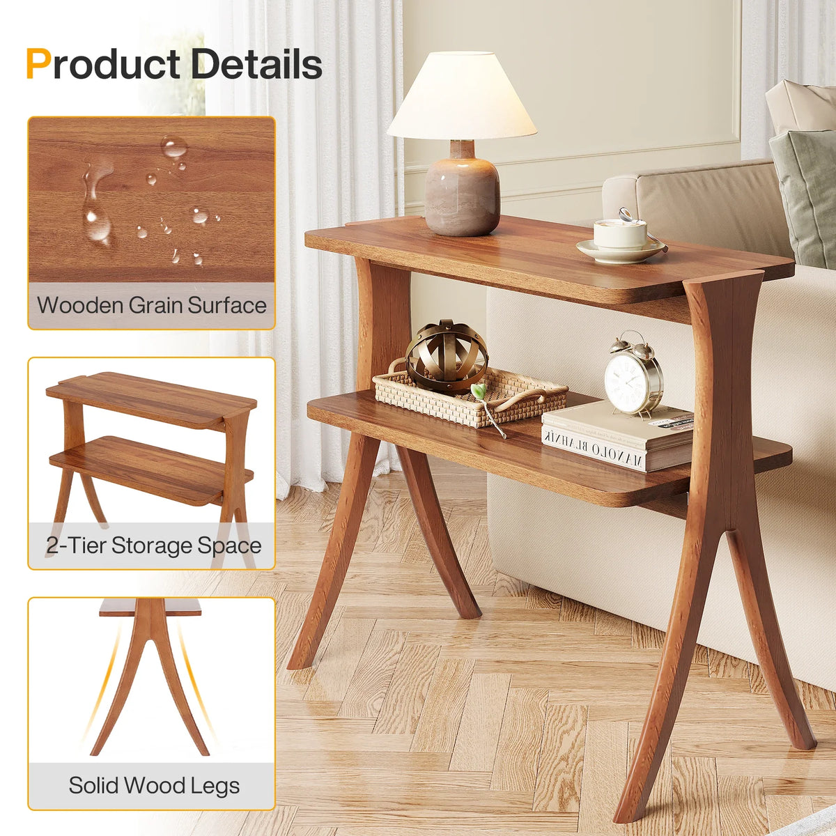 Tribesigns Walnut Side Table for Living Room