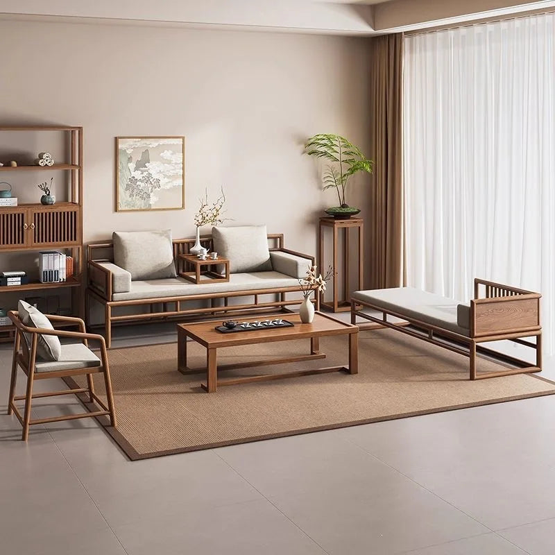 New Chinese Solid Wood Sofa Bed Coffee Table Combination