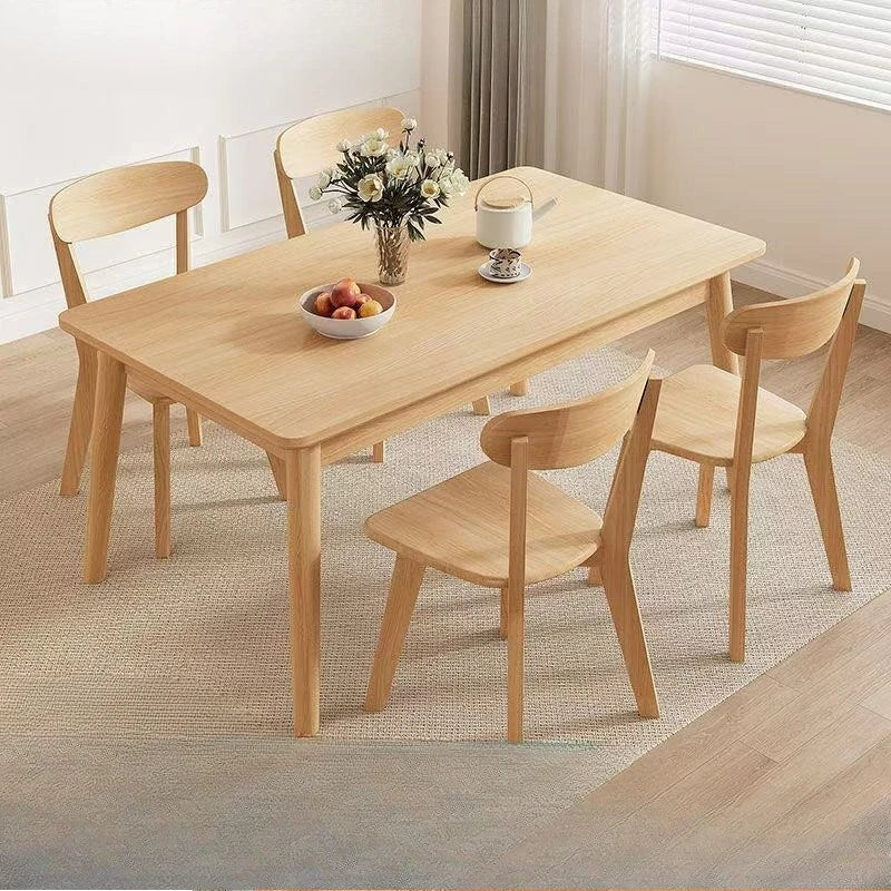 Nordic Solid Wood Dining Table Set 4 Chairs