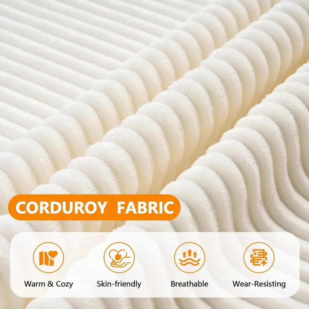 Oversized 44 White Corduroy Cloud Lounge Chair