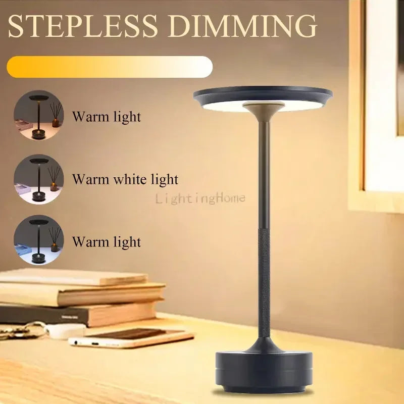 Metal LED Touch Table Lamp Portable Cordless Bedside Light