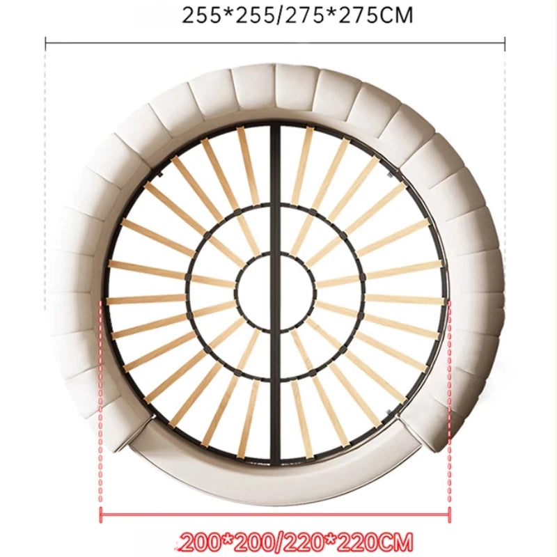 Genuine Leather Bed Round King Size
