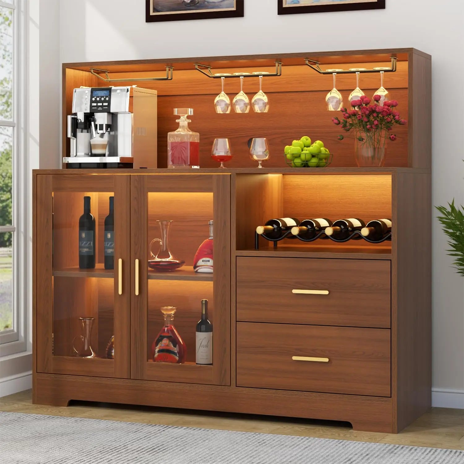 Wine Bar Cabinet with LED Light