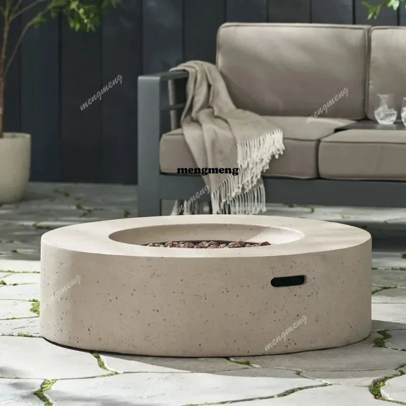 Round Outdoor Concrete Propane Fire Pit