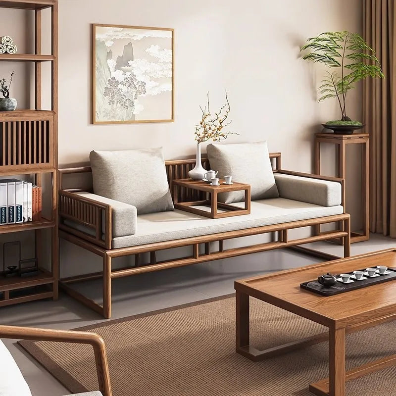 New Chinese Solid Wood Sofa Bed Coffee Table Combination