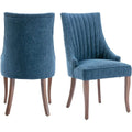 Blue Linen Upholstered Dining Chairs Set of 2