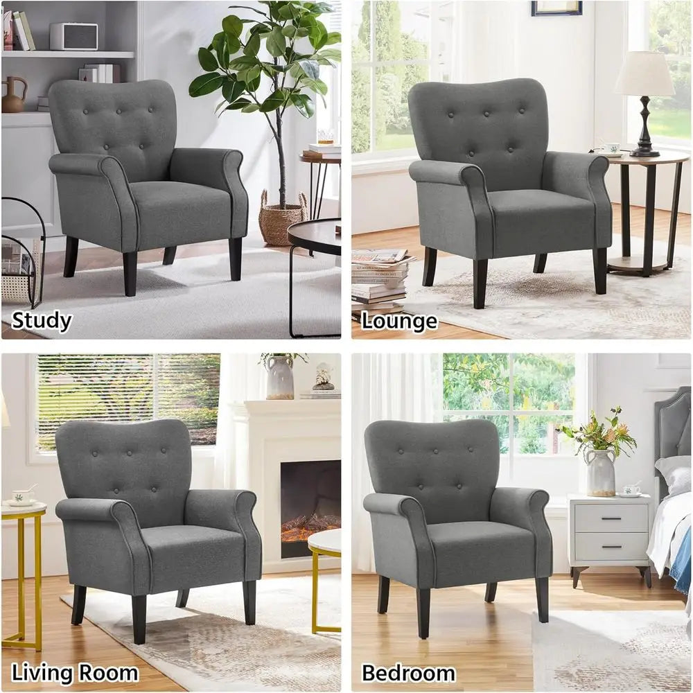 Century Accent Chair with Sturdy Wood Legs