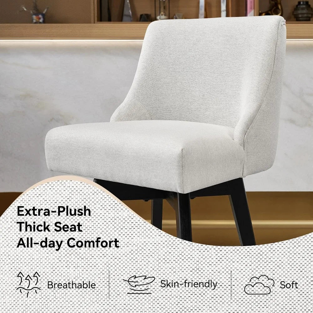 26" Swivel Counter Height Bar Stools Set of 2, Linen Fabric