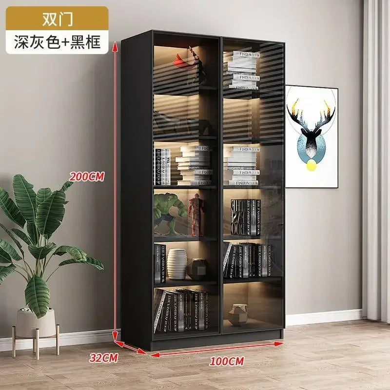 Modern Living Room Cabinet Bookcase with Glass Door Display