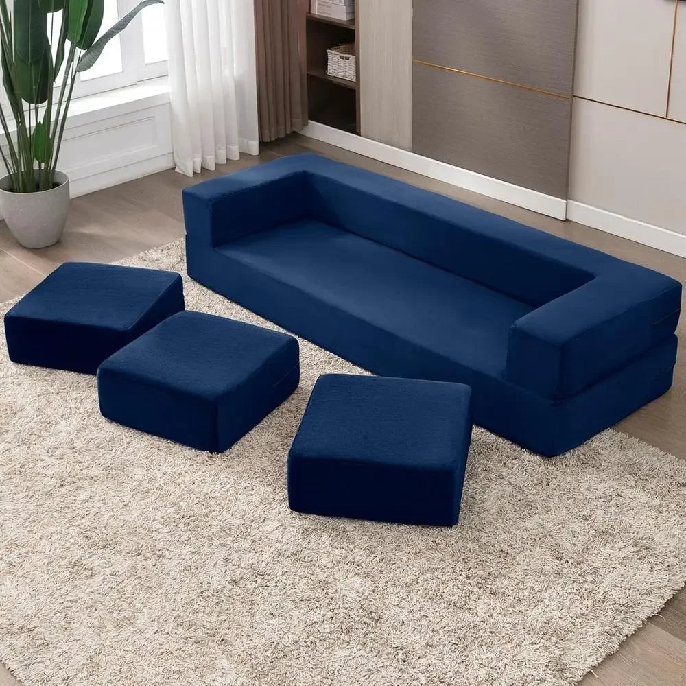 80 Convertible Sofa Bed with Ottomans,
