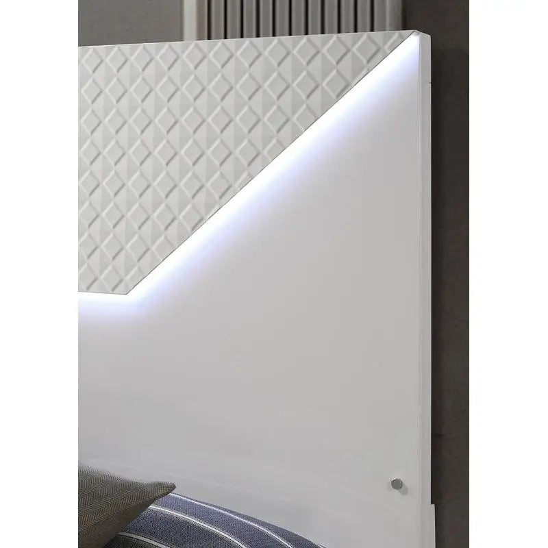 White Color Eastern King Size Bed with LED Headboard