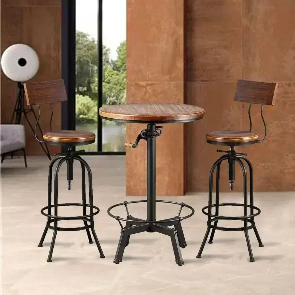 Swivel Bar Table Set with 2 Stools