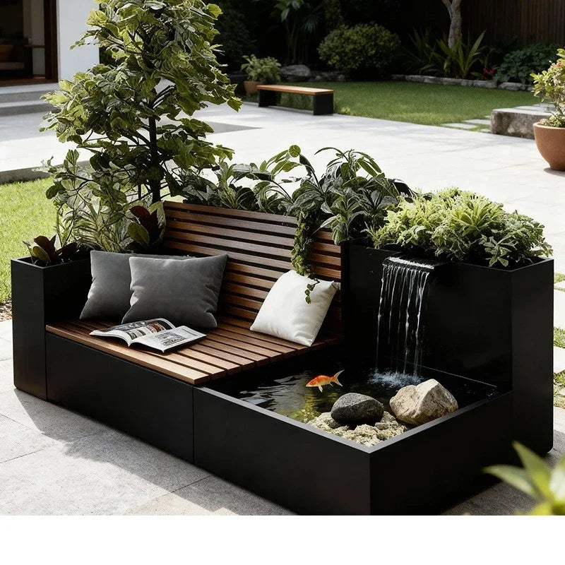 Outdoor flower box, seat combination