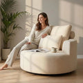 Oversized Swivel Barrel Chair, Chenille Upholstered,