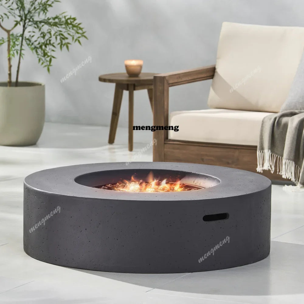 Round Outdoor Concrete Propane Fire Pit