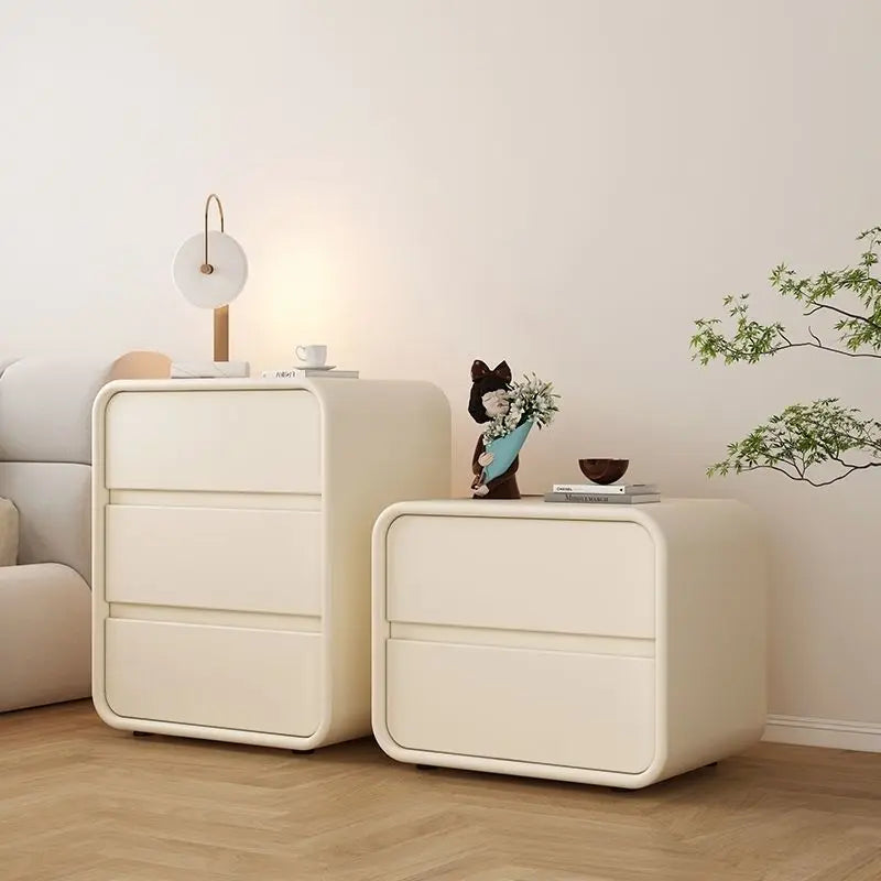 Simple modern bedside table cream style solid wood storage ultra-narrow new 2-layer light