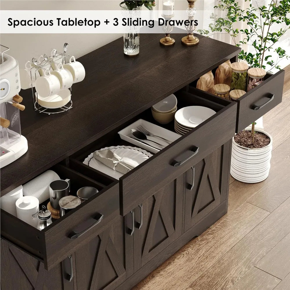 Sideboard Buffet Cabinet, Shelves, Drawers,