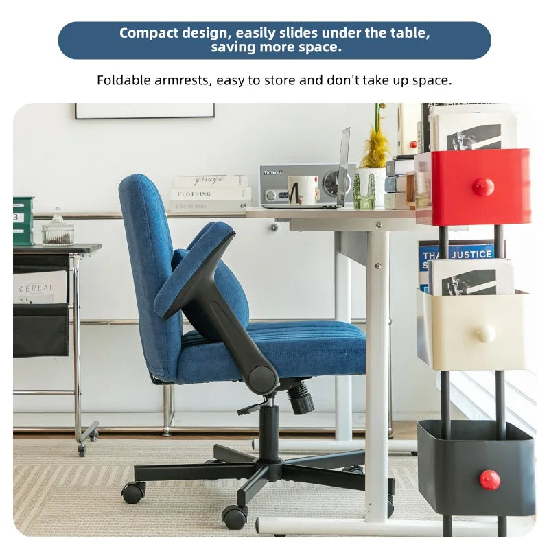 Modern Linen Blue Criss Cross Armrest Office Chair   Product Details