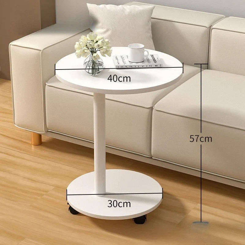 Modern Round Dining Table Portable Foldable Wheeled Side Table