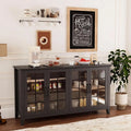 63'' Buffet Cabinet with Glass Doors, Farmhouse Storage Cabinet with Adjustable Shelf, Modern Sideboard Table, Customized