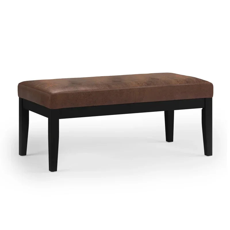Lacey Tufted Ottoman Bench, Plush Upholstered Seating for Entryway Shoe Changing, Bedroom End of Bed or Living Room Lounge Area