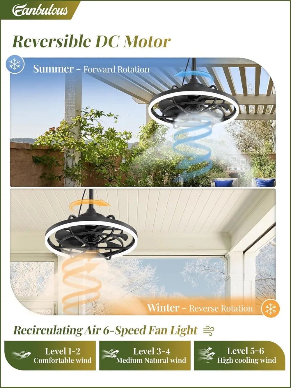 20" Outdoor Ceiling Fan with Light