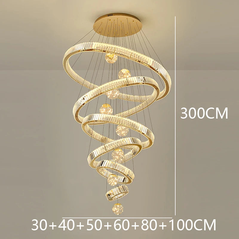 Modern Crystal Chandelier Lustre Stair Pendant