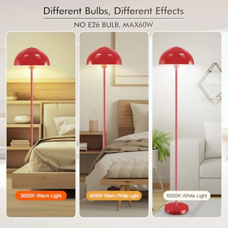 Floor Lamp, Retro Mushroom Dome Shade,